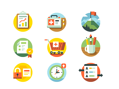 CSS Icons cart chart clipboard clock document first aid healthcare mountain paintbrush pencil security shopping