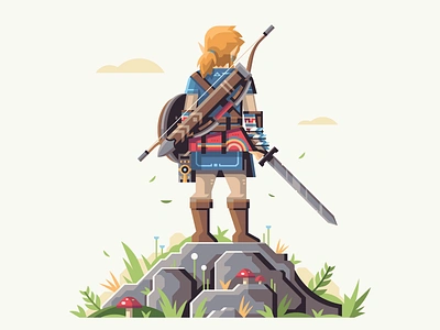 Hero of the Wild arrows bow breath of the wild cliff leaves link mushroom retromill rock sword video game zelda