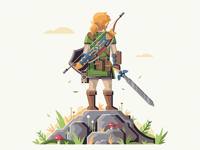 Master Of The Wild breath of the wild link master mushroom nature rock shield sword triforce zelda