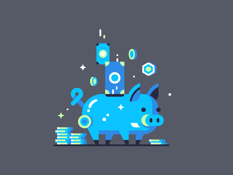 It's A Blue Pig saving money dollar coin pig bank piggy