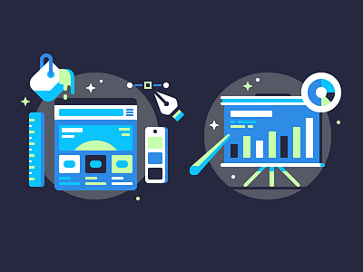 Templates / Presentations chart graph palette pen pie powerpoint presentation ruler swatch template tools ui