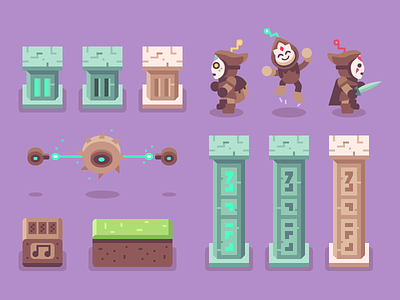 Brave Explorers - Blocks + Characters brave character explorer game pillar pixel art saw sprite video game