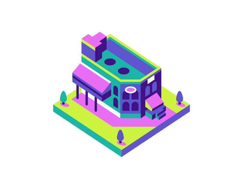 Genesee Brew House brewhouse beer river genesee tree city tower building isometric rochester