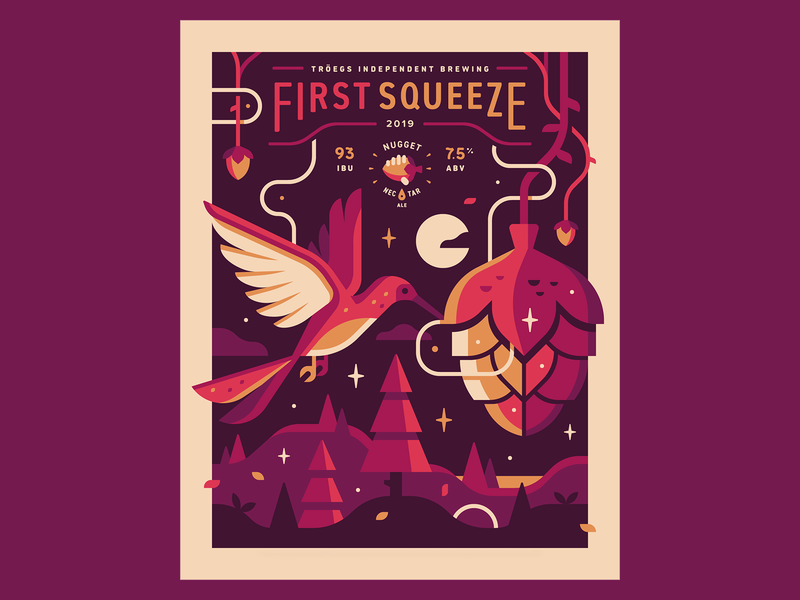 Tröegs: First Squeeze beer bird craft beer forest hop humming bird landscape magic poster tree vine