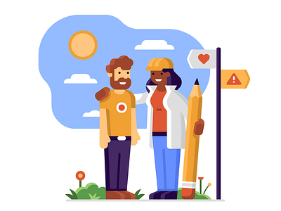 DuckDuckGo: Ethical Design Decisions character decision designer ethics happy help paths pencil people plants road sign sun