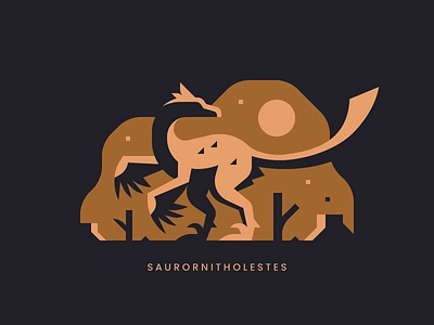 Saurornitholestes bird dinosaur feather icon lizard minimal raptor sun thief