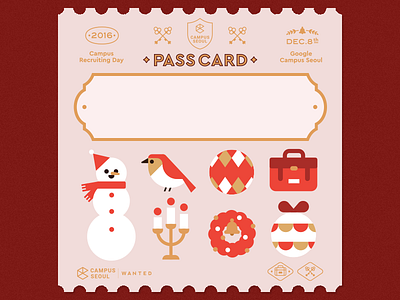 Google Campus Seoul - Pass Card campus seoul card christmas flat google google campus illustration ticket