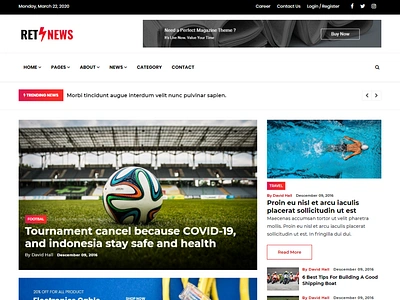 Retnews - news, blog & magazine template advertisement agency blog magazine news newspaper sports travel webdesign website