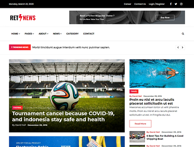 Retnews - news, blog & magazine template advertisement agency blog magazine news newspaper sports travel webdesign website