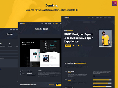 Danish - personal Portfolio & Resume Elementor Template Kit