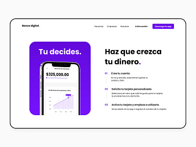Digital Bank bank bank app banking app card credit card digital bank finance finance app hero landing mexico money app web design website