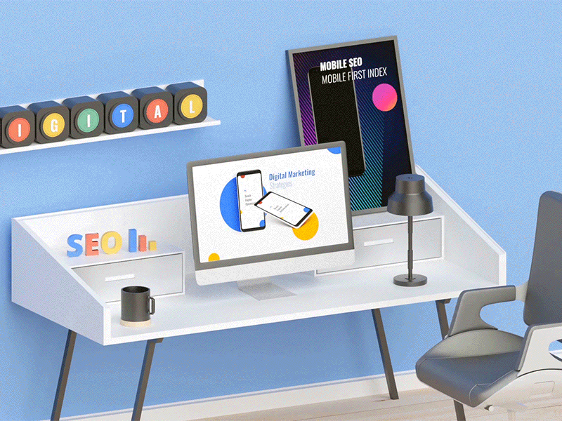 Seo content mobile google desk chair videohive search engine motion animation 3d blender 3d blender seo