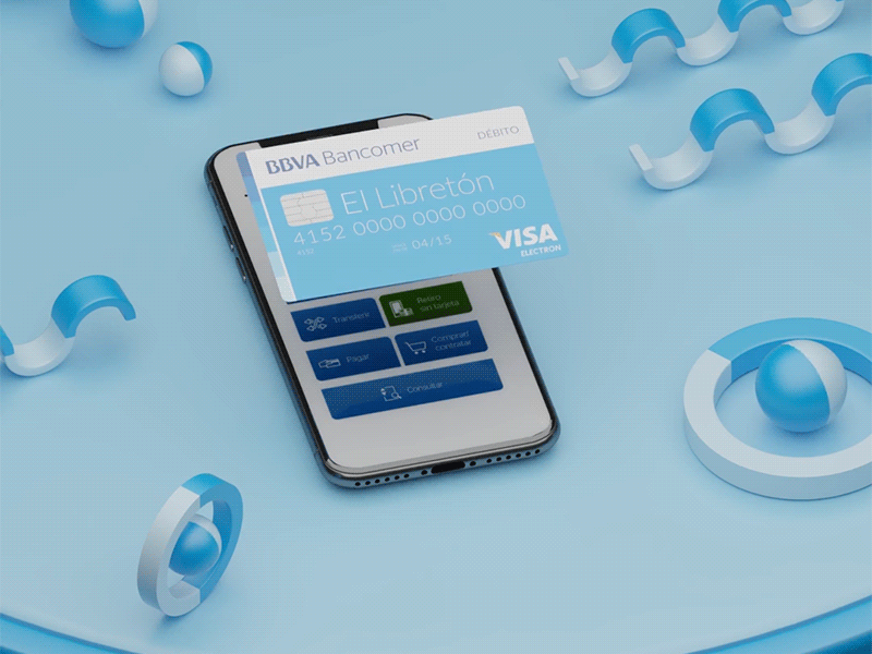 BBVA Bancomer Móvil 3d app 3d card bancomer bank banking bbva blender blender 3d financial mexico