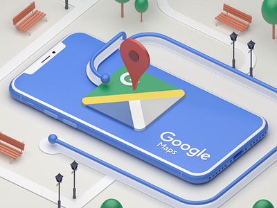 Google Maps for Iphone X 3d animation blender blender 3d city google google maps illustration iphone x low poly mexico smartphone