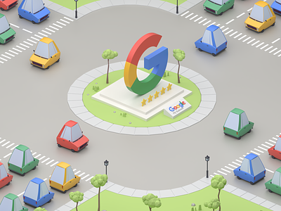 Google Isometric City 3d animation blender blender 3d car design google google my business illustration isometric low poly mexico street