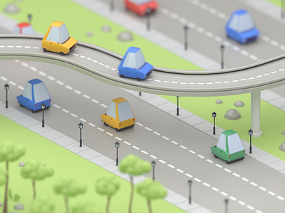 3D Highway 3d 3d car animation blender blender 3d blur car highway mexico road