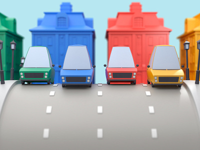 Google Road 3d 3d art 3d car animation blender blender 3d blue city google green isometric lowpoly mexico red road