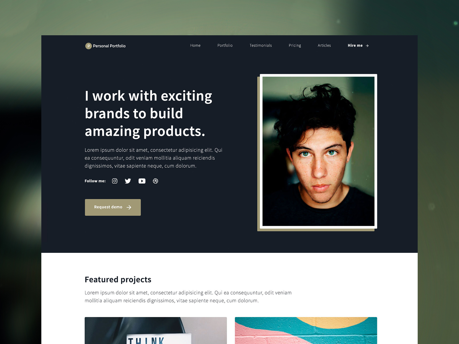 Personal Portfolio Free Template by Diego Velazquez on Dribbble