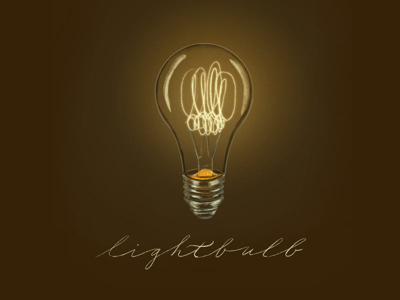 Edison Bulb chalk pencil vintage illustration lightbulb edison bulb