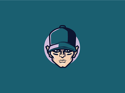 Baseball Guy angry attitude bad badass baseball cap design face fun funny logo man mascot modern player sport teal team teen teenage