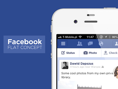Facebook flat concept apple concept facebook flat ios iphone ui