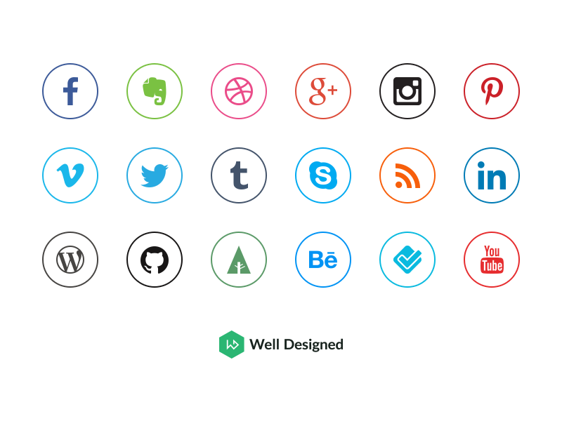 20 Social Media Icons (Freebie) social media icons outlined free freebie freebies well designed