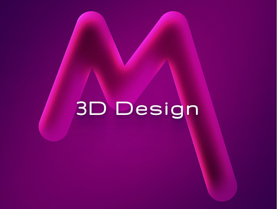 3D M 3d design gradient letter m pink ui