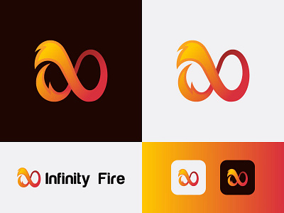 Infinity Fire logo design brand branding combination concept design fire free graphic design hot illustration infinity logo loop looping mascot orange simple tech technology yello