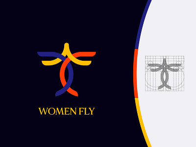 Women Fly Logo Design bied branding clean combination design elegan fashion fly graphic design letter logo model monogram queen sky vector wind wing woman women