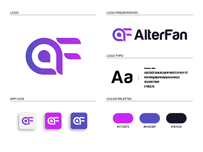 AF Logo Design aa af af logo bold branding combination concept design ff gradient gradient logo graphic design illustration letter logo monogram simple text typography vector