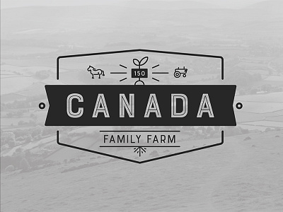 Canada 150 anniversary badge canada celebration family farm horse icon leaf plant sign tractor