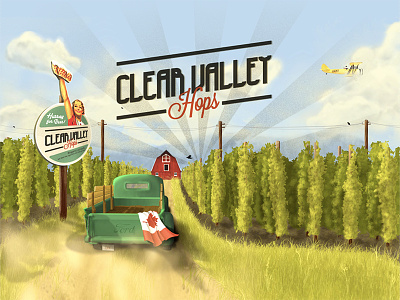 Clear Valley Illustration beer craft beer farm hops illustration photoshop retro sign vintage