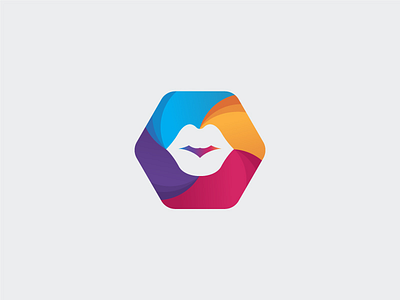 The Lips beq branding flat hexagon icon lips logo