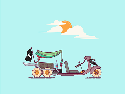 The Punk Vespa beq flat illustration motor vespa