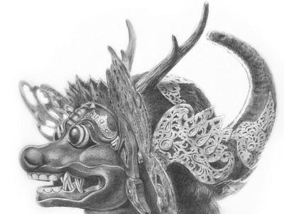 Balinese mask bali drawing illustration indonesia indonesian pencil traditional art traditional media