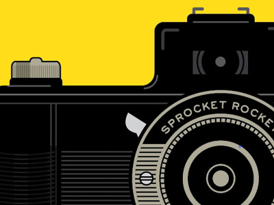 Sprocket Rocket camera illustration lens rocket sprocket yellow