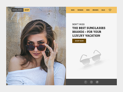 Sunglasses shop 3d branding graphic design landing page logo sunglasses ui
