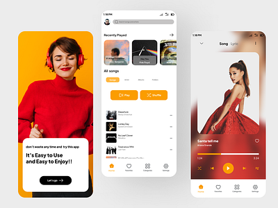 Music Player app design music musicplayer onboarding orange player red song ui ux