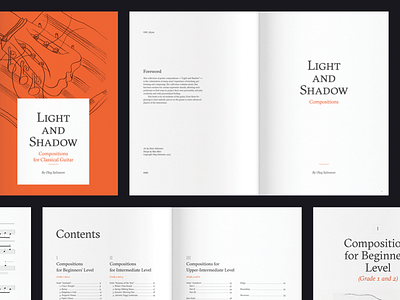 Light and Shadow book guitar music book orange paper