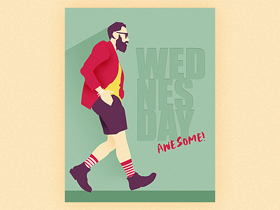 Awesome Wednesday! flat flat illustration retro vector