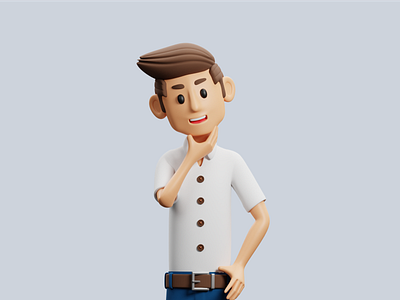 Thinking 3d 3dicon 3dillustration character design graphic design illustration pose ui