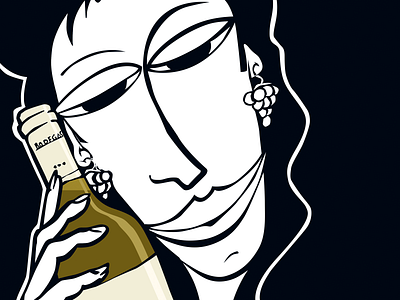 Woman and bottle illustration