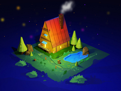 Woodencabin 3d art concept art environment design game art illustration isometric art isometric illustration vector