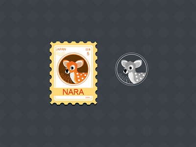 NARA (Japan) deer design illustration postcard stamp stamp design travel vector
