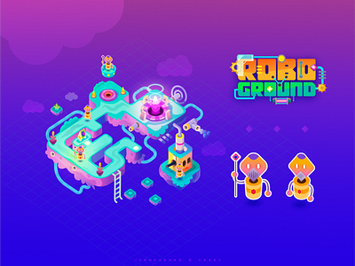 Roboground characterdesign design environment design game art illustration mobile game puzzlegame robot vector