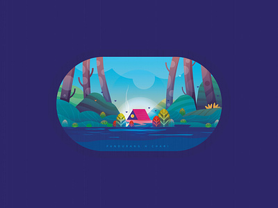 In The Woods campfire concept art design illustration jungle tent vector woods