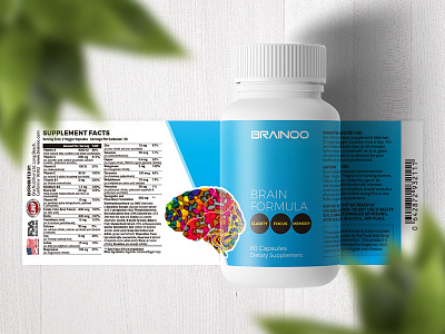 Brainoo Label Design brain design dietary energy formula graphic mental multivitamins optimize performance supplement