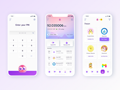 Dapper wallet app crypto wallet cryptocurrency eth fintech mobile ui neomorphism ui design wallet