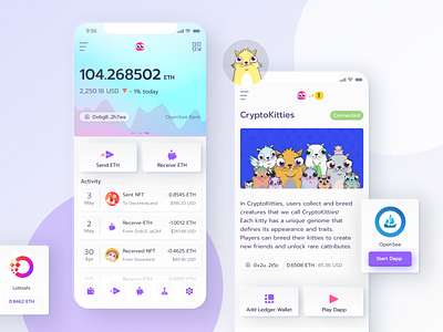 Dapper wallet app app design crypto wallet cryptocurrency cryptokitties fintech mobile app design mobile ui neomorphism