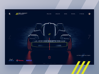 Le Mans Hypercar teaser_ auto autosport branding dark theme dark ui landing page le mans motorsport peugeot supercar ui ui design